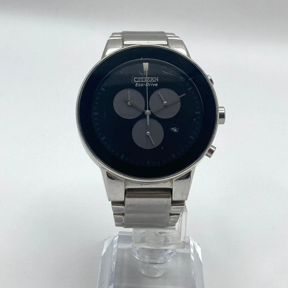 Citizen Eco-Drive Axiom Chronograph Watch Men 38mm Black Date H504-S086906 7.25